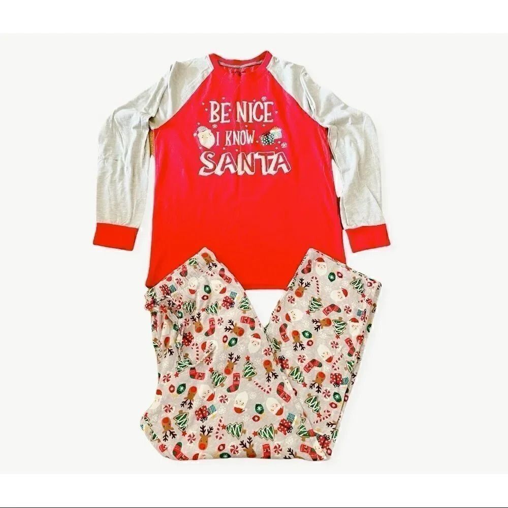 Cuddl Duds Jammies for your family Be Nice I Know Santa Men’s Pajama Set, M